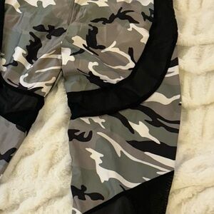 Camouflage 2 piece leather crop top